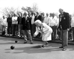 The Mayor of Torbay bowls the first bowl on Opening Day 1990